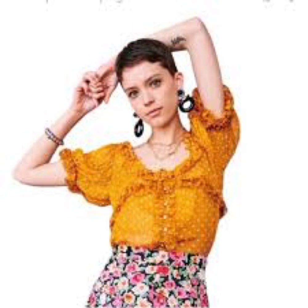 Sezane Wood Blouse in Saffron